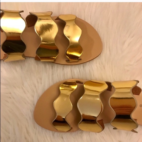 Athena Metallic Gold Slip On Sandals 6 - Picture 6 of 8